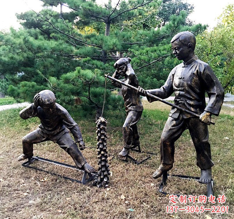 山西优雅精致的儿童铜雕