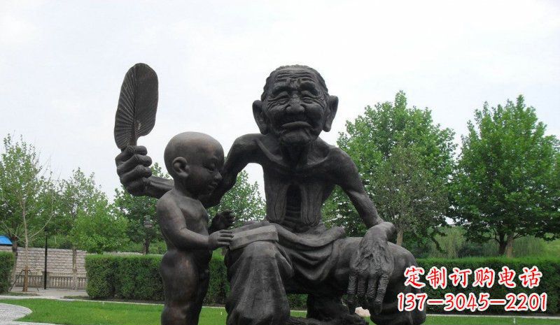 山西温馨老人铜雕