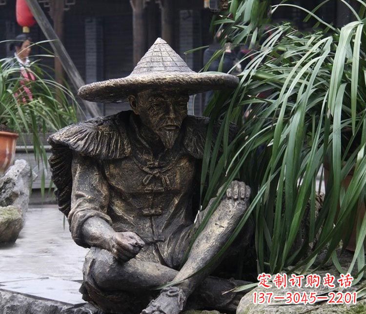 山西中领雕塑定制——古典经典“渔翁”铜雕