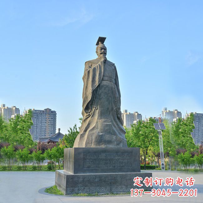 山西公园广场历史名人,青石隋文帝杨坚雕塑