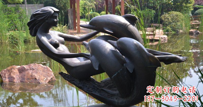 山西唯美风格海豚铜雕