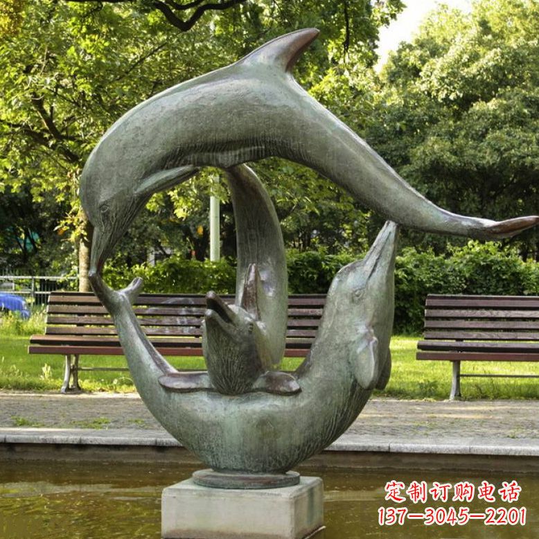 山西公园海豚水景景观铜雕喷泉