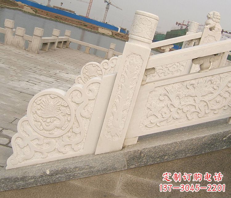 山西汉白玉精美园林栏板雕塑