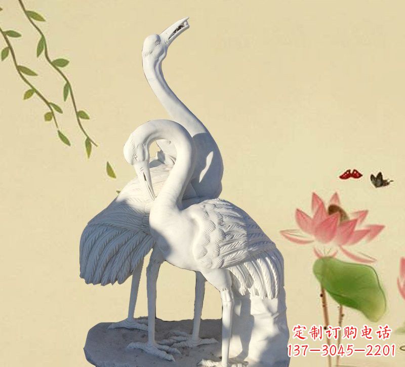 山西公园汉白玉仙鹤石雕