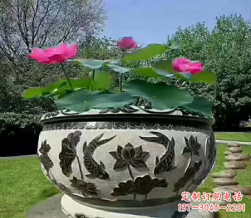 山西唯美鲤鱼水缸雕塑