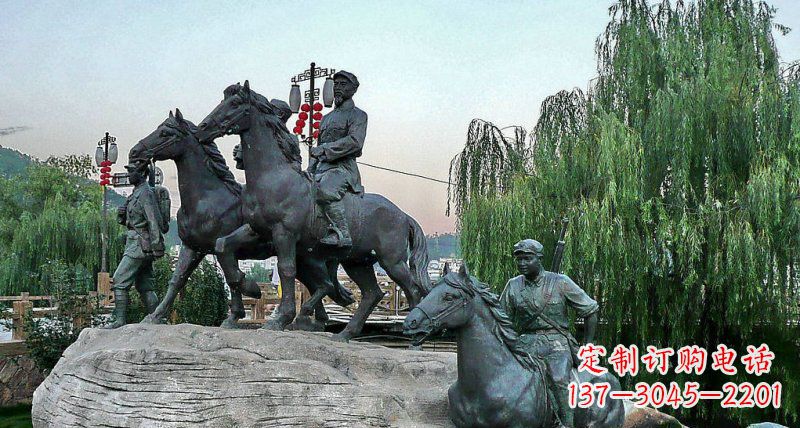 山西公园红军骑马景观铜雕