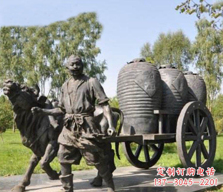 山西唯美牛车铜雕