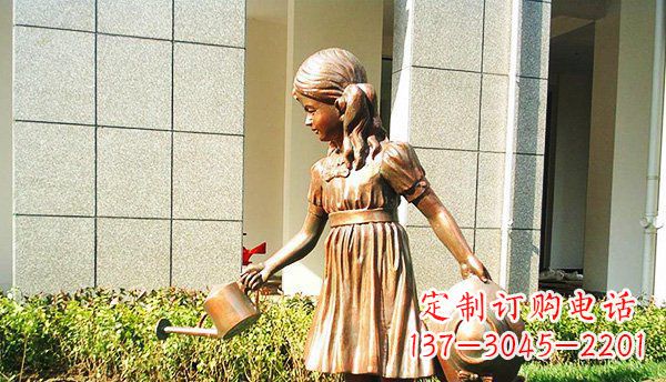 山西可爱的公园小女孩铜雕