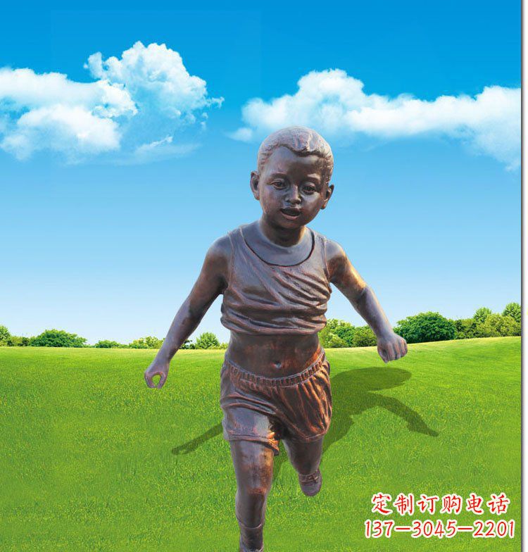 山西优雅玻璃钢仿铜儿童雕塑