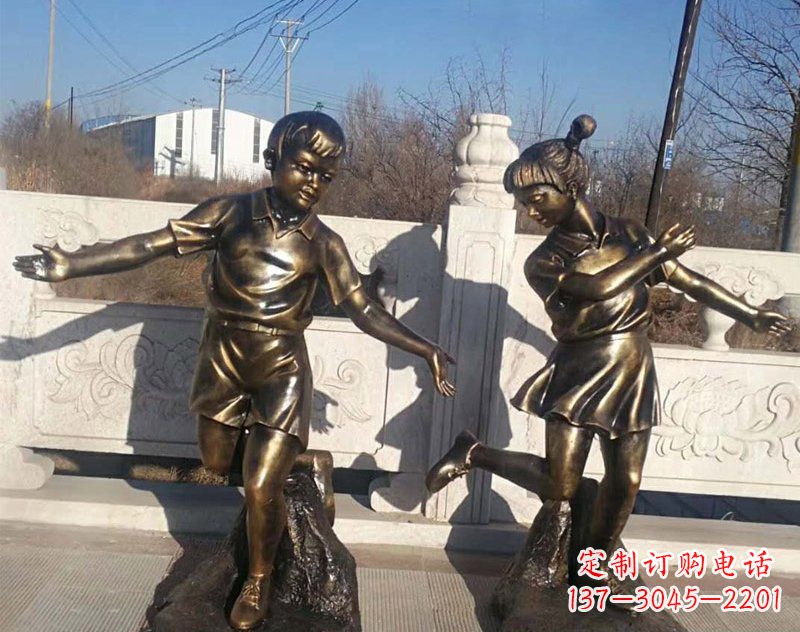 山西新颖花篮儿童铜雕