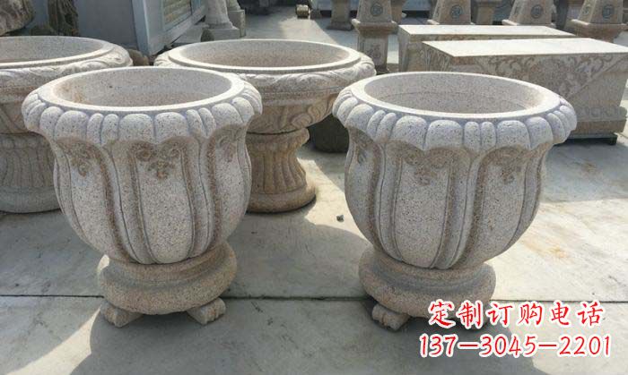 山西优雅大理石花盆雕塑
