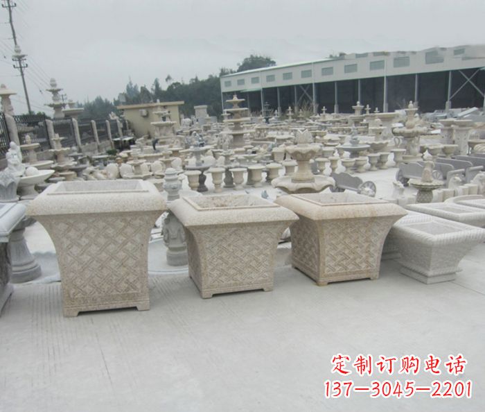 山西优雅花盆大理石雕塑