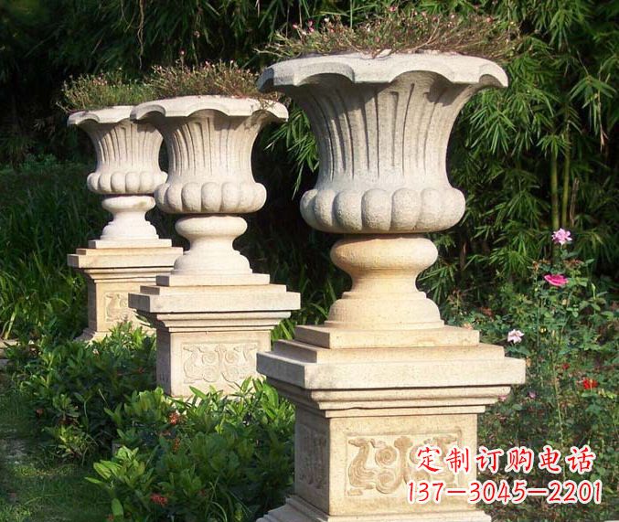 山西高质量大理石花盆石雕