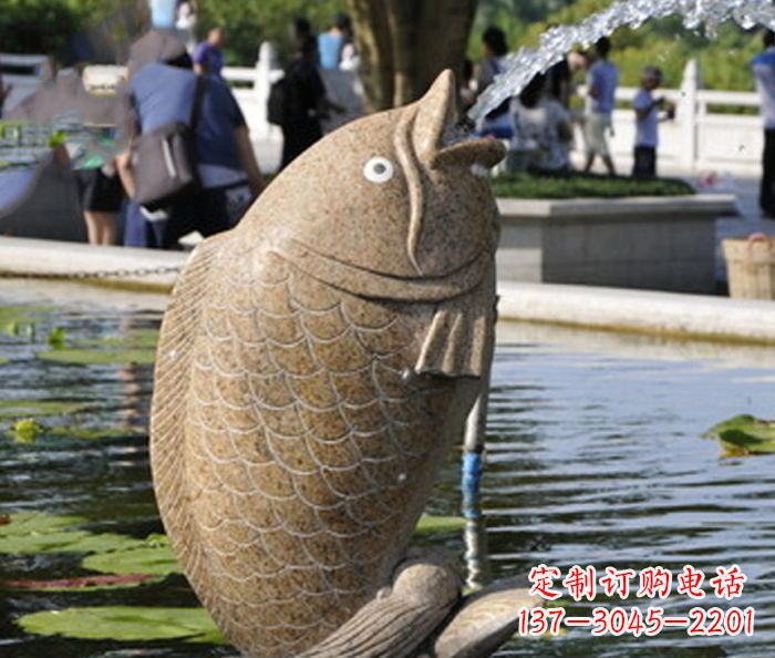 山西大理石鲤鱼喷泉石雕