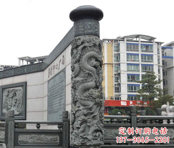 山西公园景观仿古石雕龙柱
