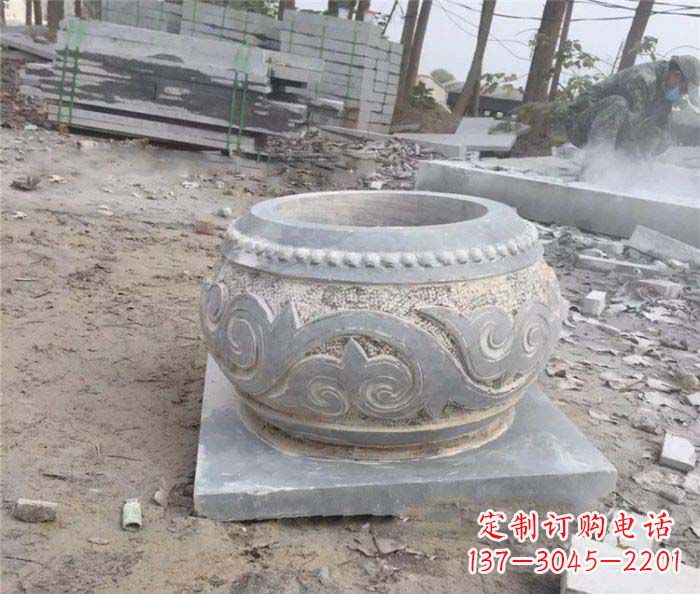 山西公园景观仿古石雕水缸