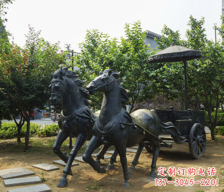 山西公园景观古代马车铜雕
