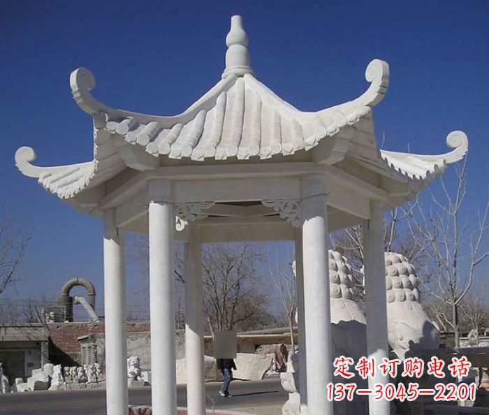 山西汉白玉凉亭石雕