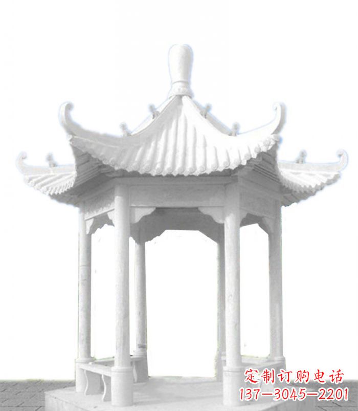 山西汉白玉石凉亭雕塑