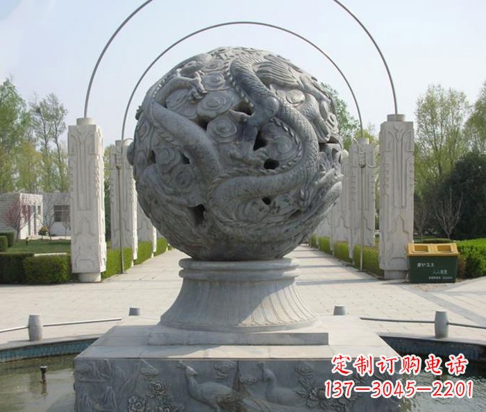 山西公园景观镂空龙浮雕喷泉石雕
