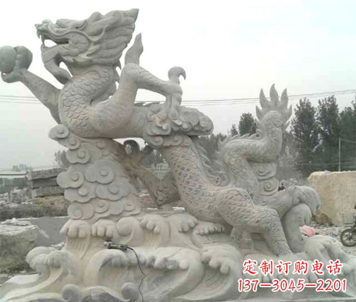 山西精美青龙出水石雕