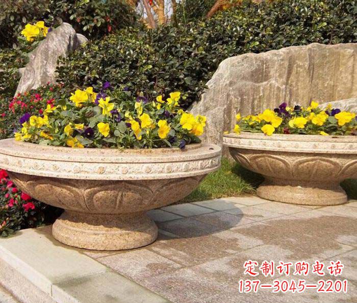 山西砂岩花盆雕塑