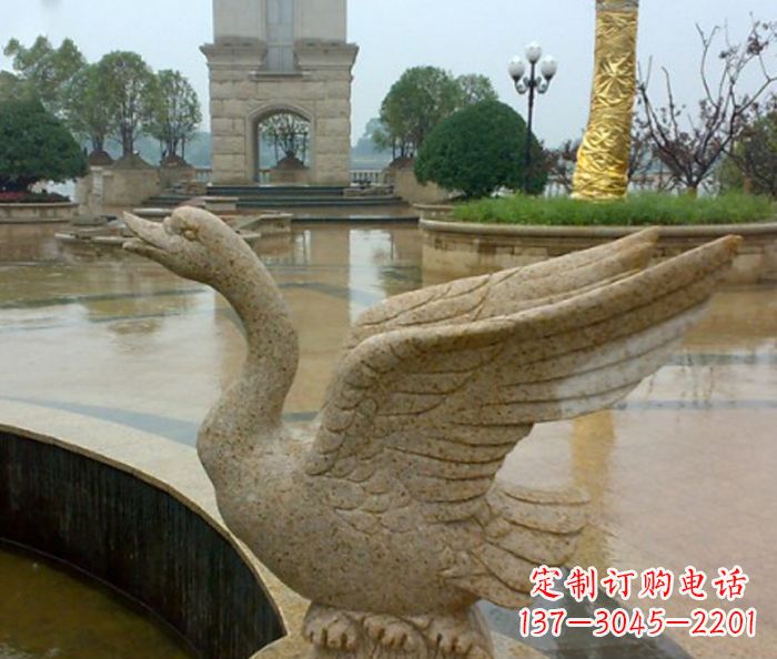 山西公园景观砂岩天鹅喷泉石雕