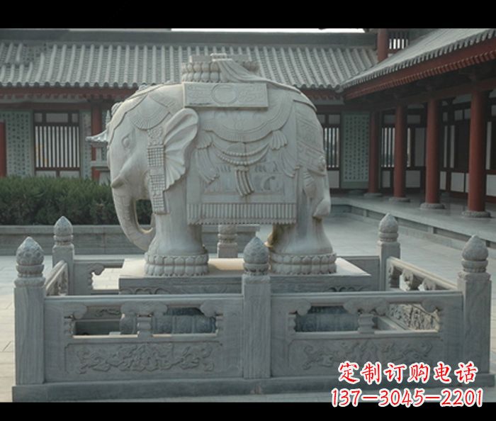山西公园景观驮宝大象石雕