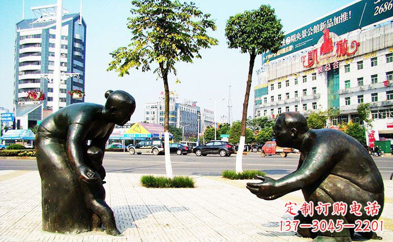 山西铜质小孩学走路雕塑