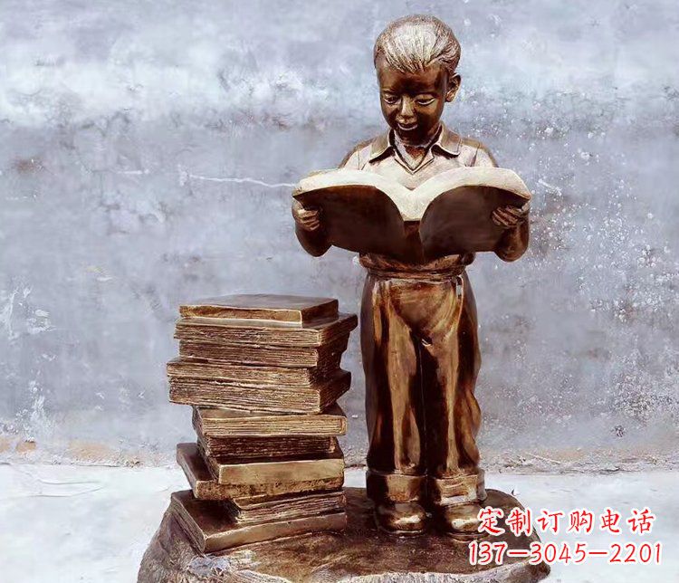 山西玻璃钢仿铜小孩雕塑