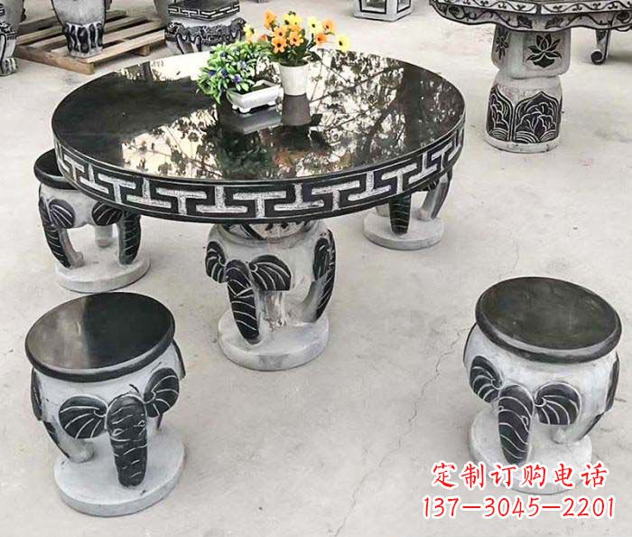 山西圆形桌凳石雕-为公园景观增添艺术气息