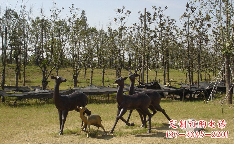 山西公园梅花鹿动物铜雕 (4)