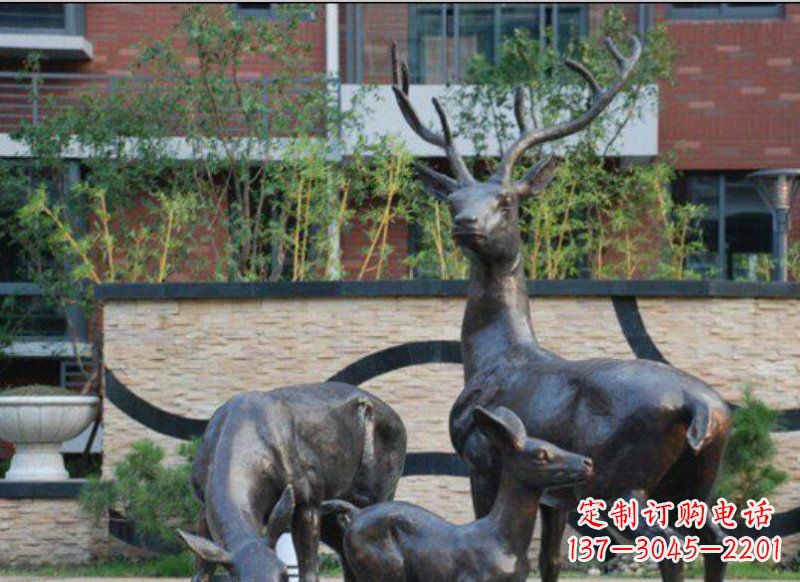 山西古雅优雅的梅花鹿铜雕