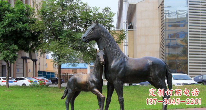 山西公园母子马动物铜雕