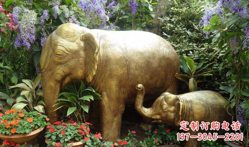 山西铜雕母子象艺术雕塑