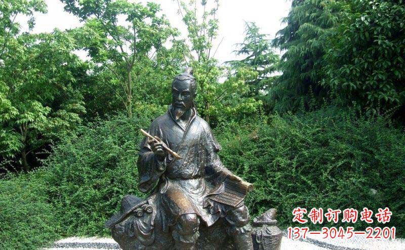 山西公园拿着毛笔写字的渔翁人物景观铜雕