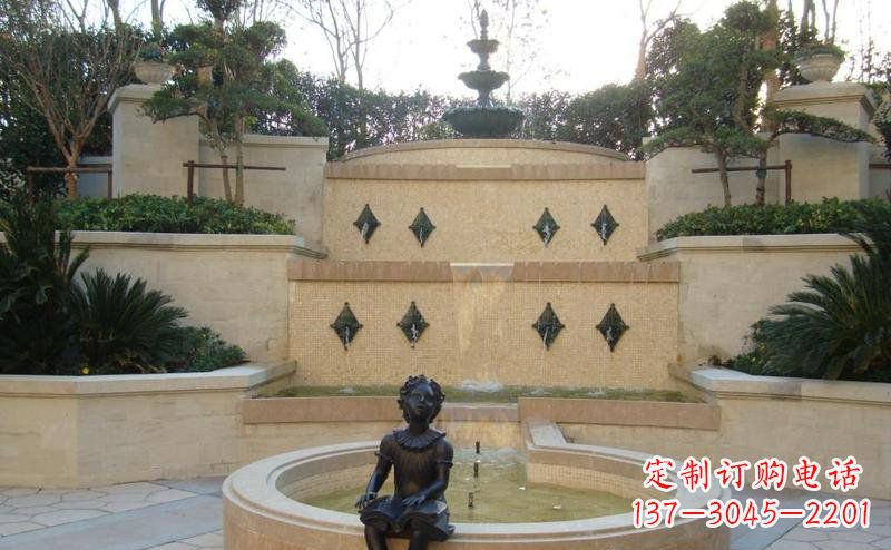 山西公园拿着书坐着的西方小女孩人物铜雕