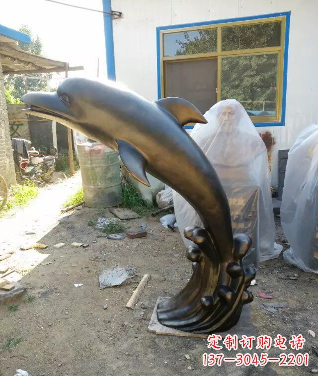 山西海豚铜雕塑,精美艺术之作