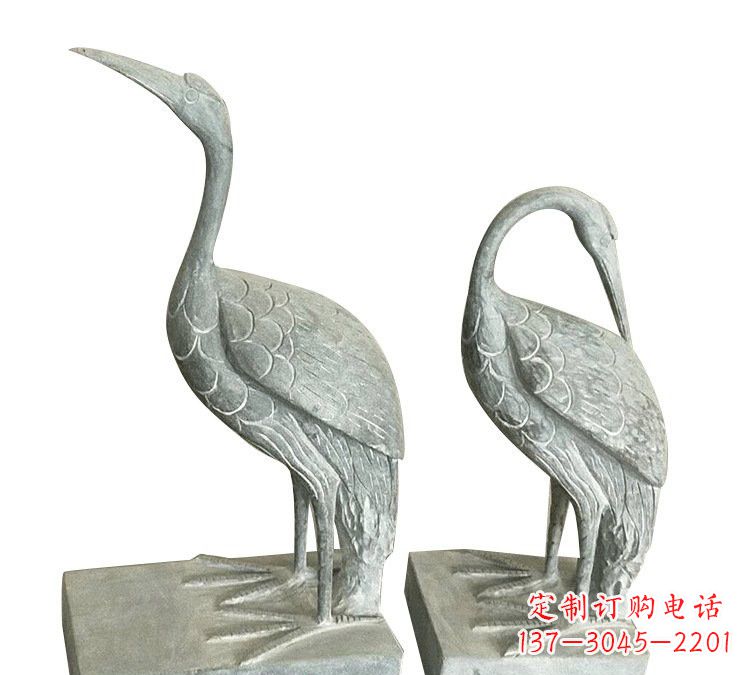 山西完美纯手工雕刻青石仿古丹顶鹤石雕
