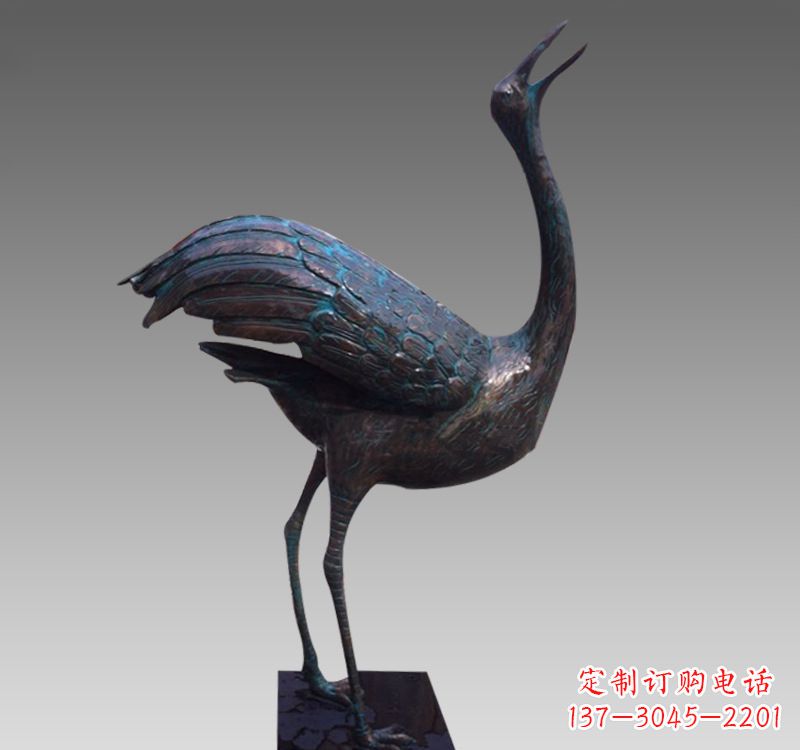 山西公园青铜仙鹤雕塑