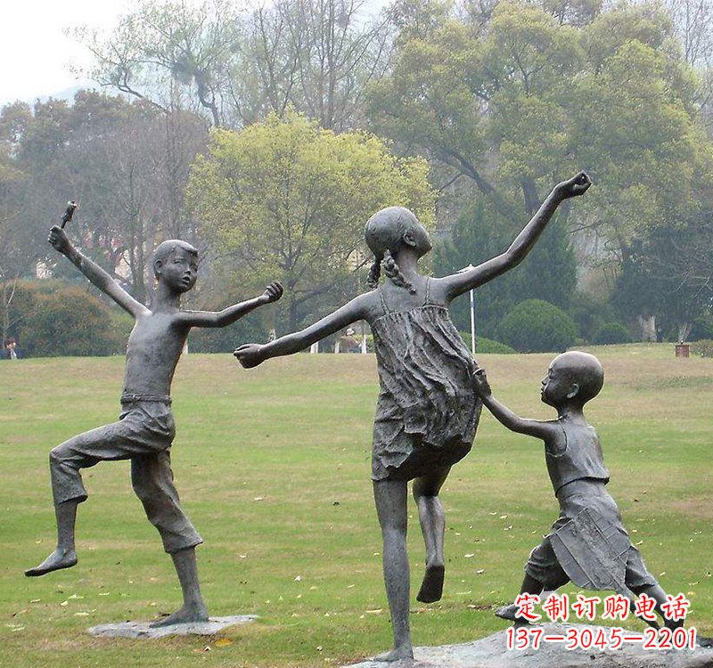 山西公园人物放风筝的儿童铜雕