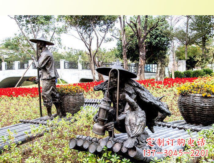 山西把渔民的生活经历融入雕塑——公园人物渔夫铜雕塑