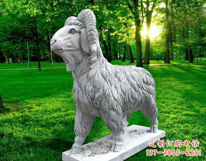 山西欣赏大自然的魅力,园林装饰,定制精美山羊石雕