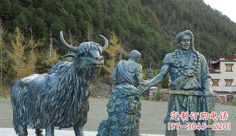 山西中领雕塑定制牦牛景观铜雕