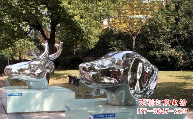 山西不锈钢十二生肖头像雕塑