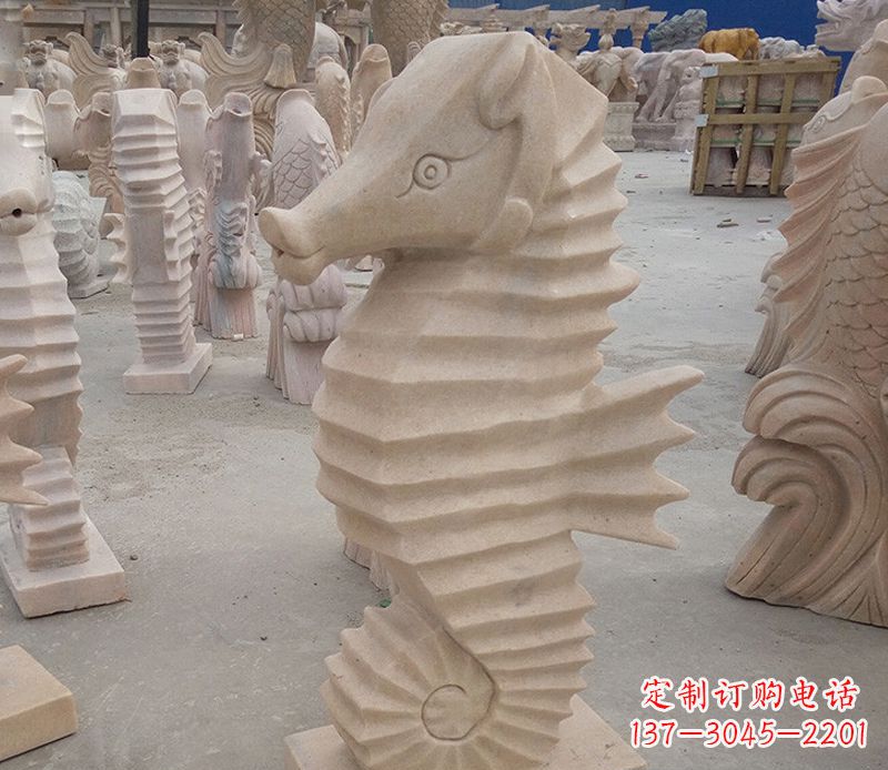 山西公园石雕喷水海马