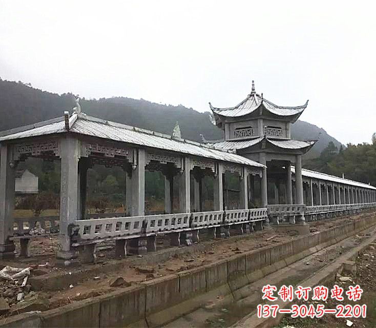 山西中领雕塑定制精美的公园石雕亭子长廊