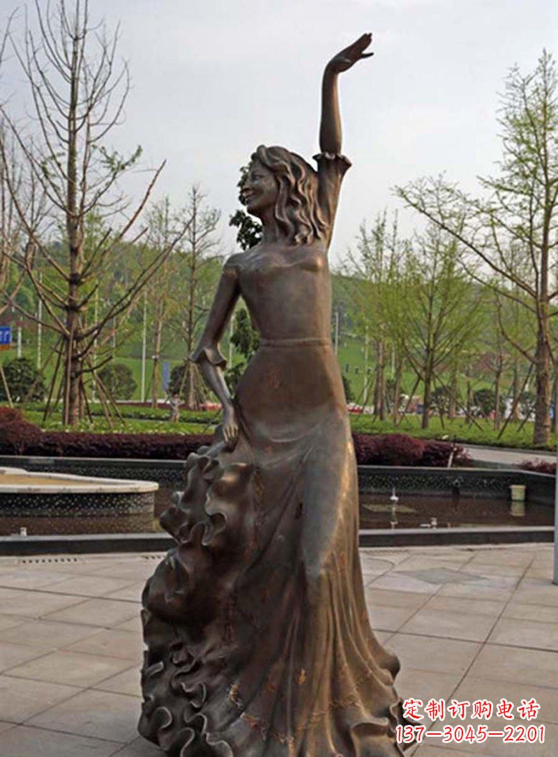 山西公园跳舞的女孩人物铜雕