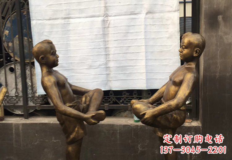 山西公园铜雕儿童玩游戏人物雕塑