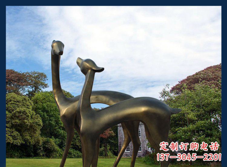 山西 优雅铜鹿风格雕塑